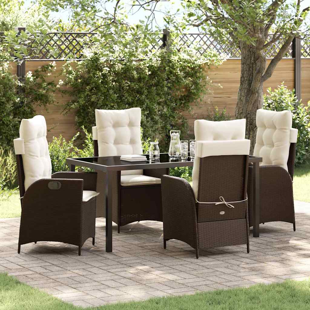 Ensemble de salle à manger pour jardin 5 pcs Marron polyrotin - XIOS