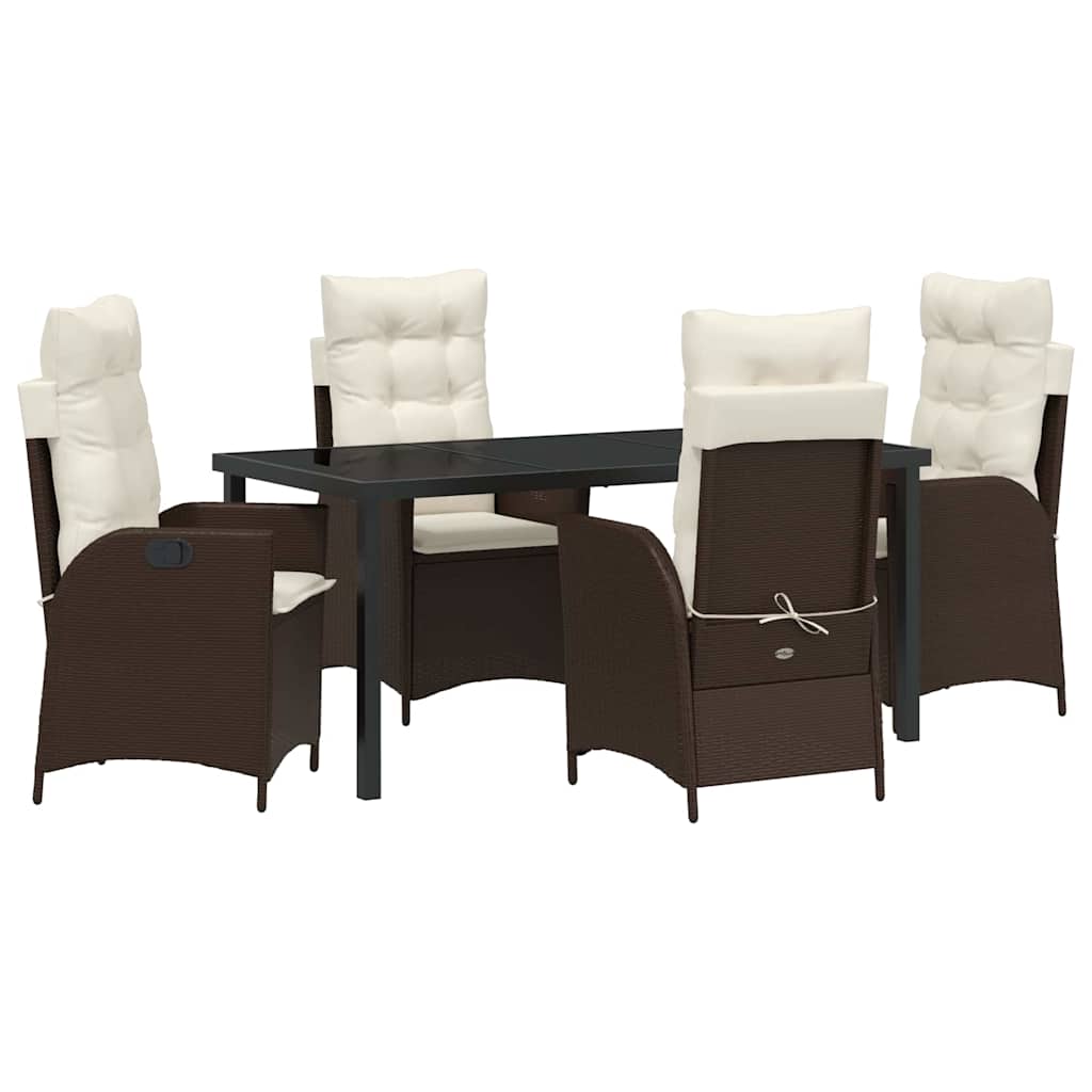 Ensemble de salle à manger pour jardin 5 pcs Marron polyrotin - XIOS