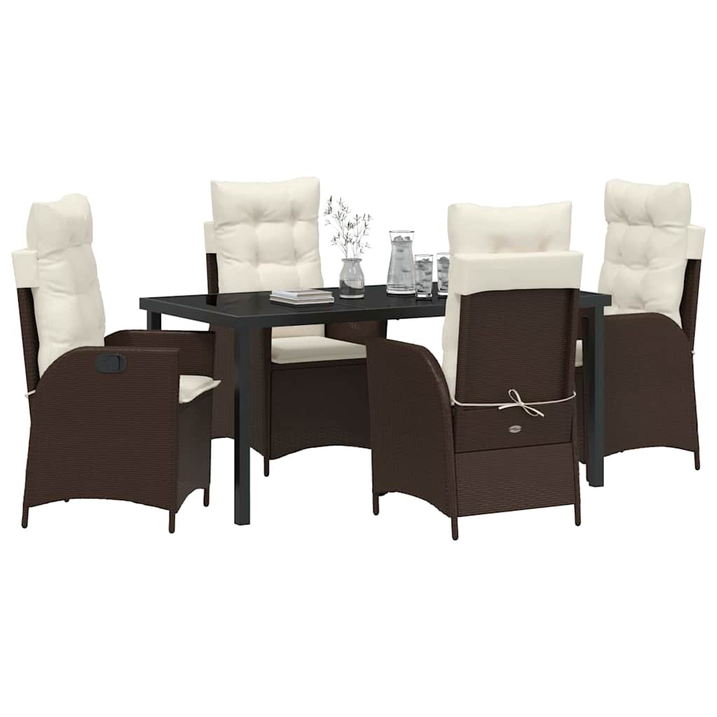 Ensemble de salle à manger pour jardin 5 pcs Marron polyrotin - XIOS