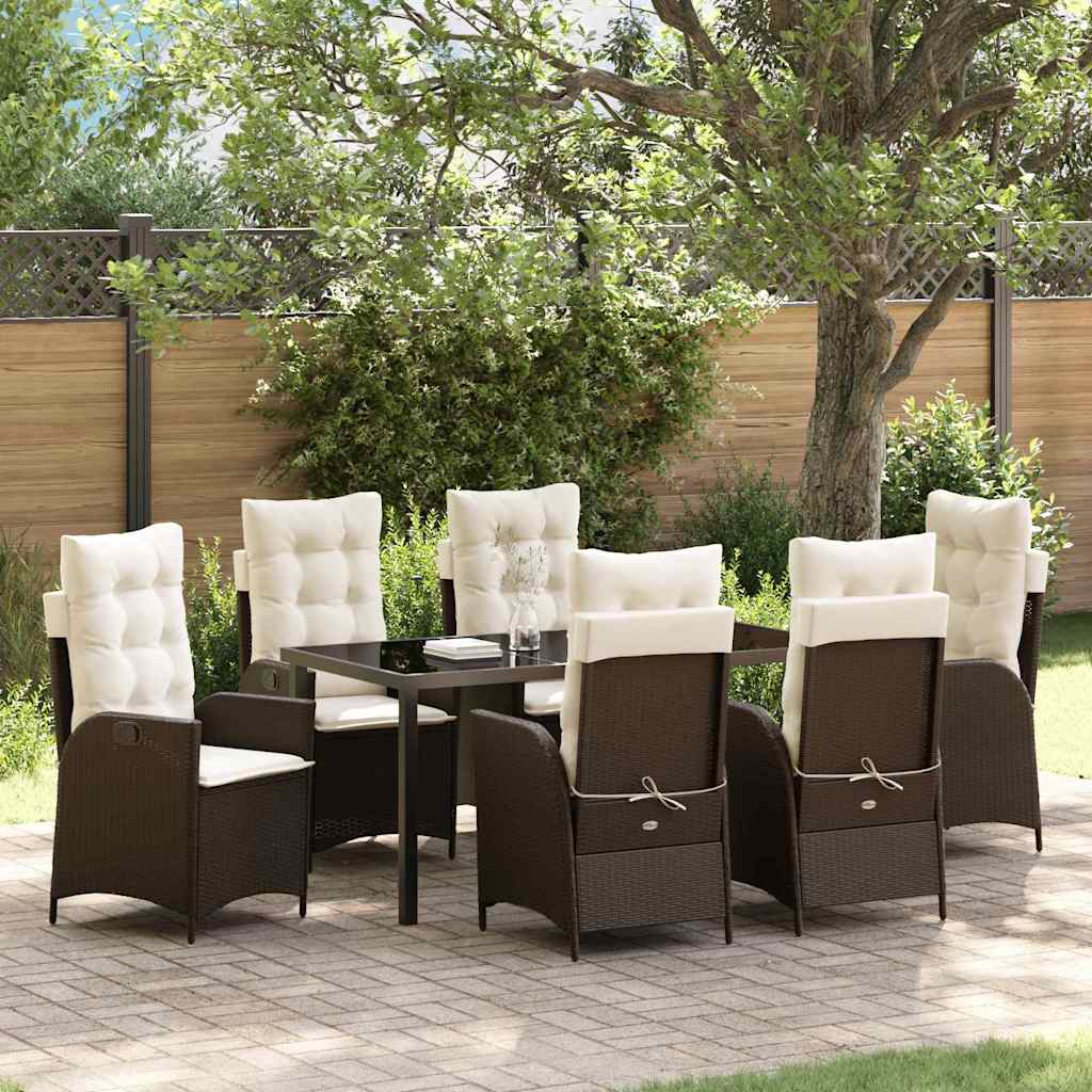 Ensemble de salle à manger pour jardin 7 pcs Marron polyrotin - XIOS