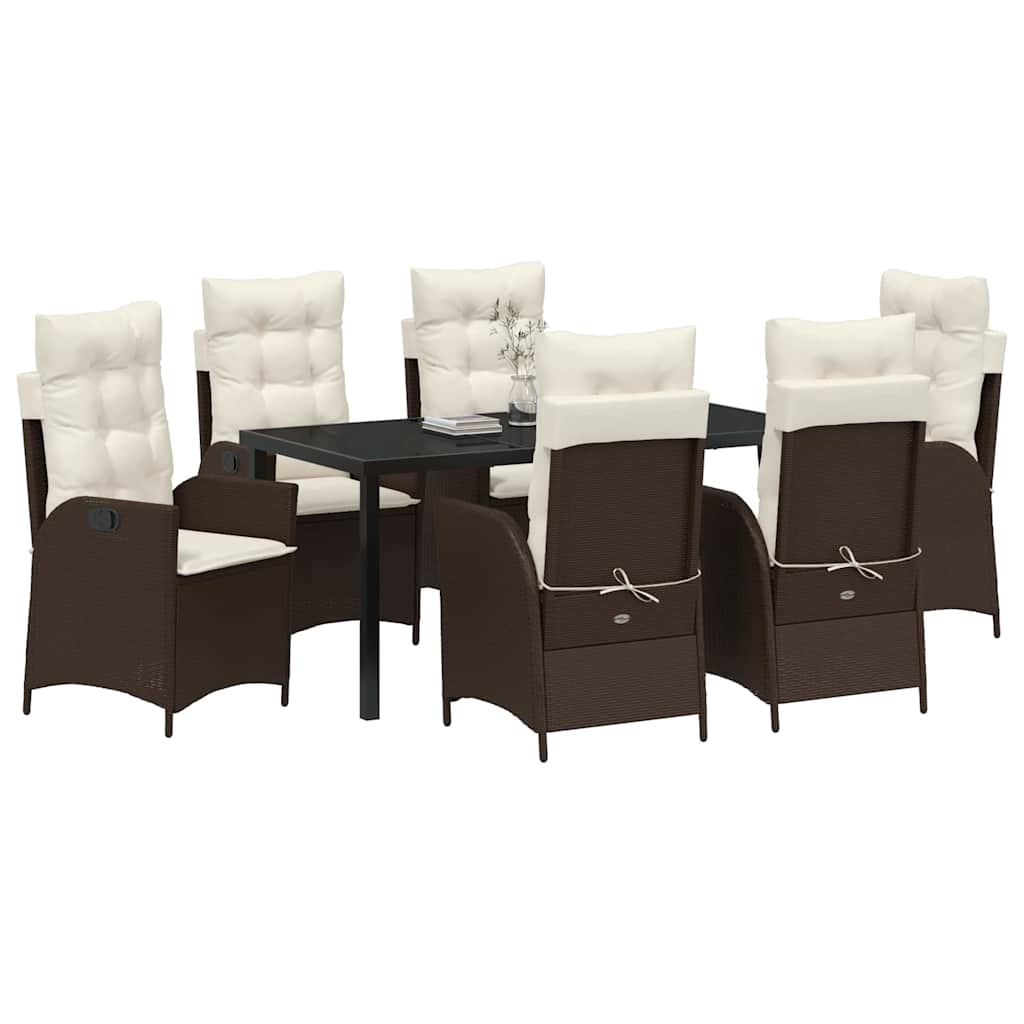 Ensemble de salle à manger pour jardin 7 pcs Marron polyrotin - XIOS