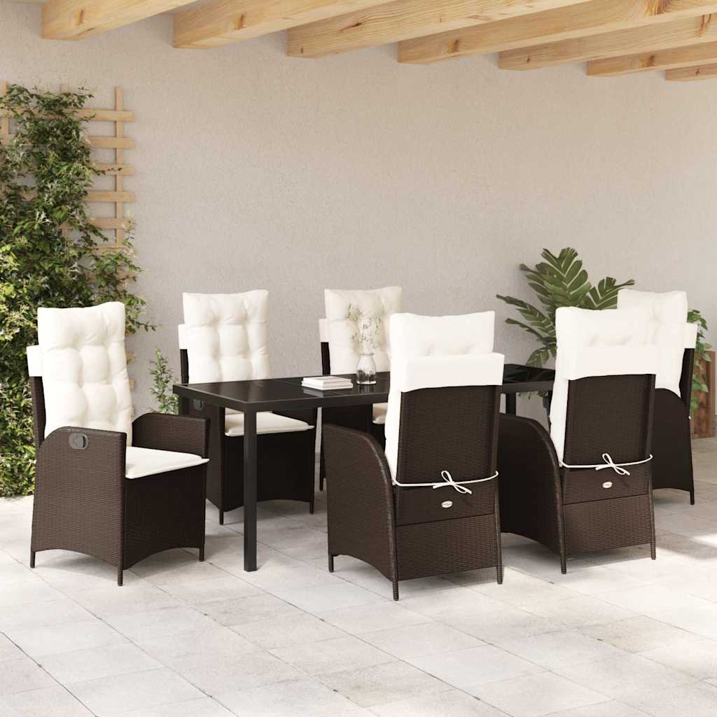 Ensemble de salle à manger pour jardin 7 pcs Marron polyrotin - XIOS