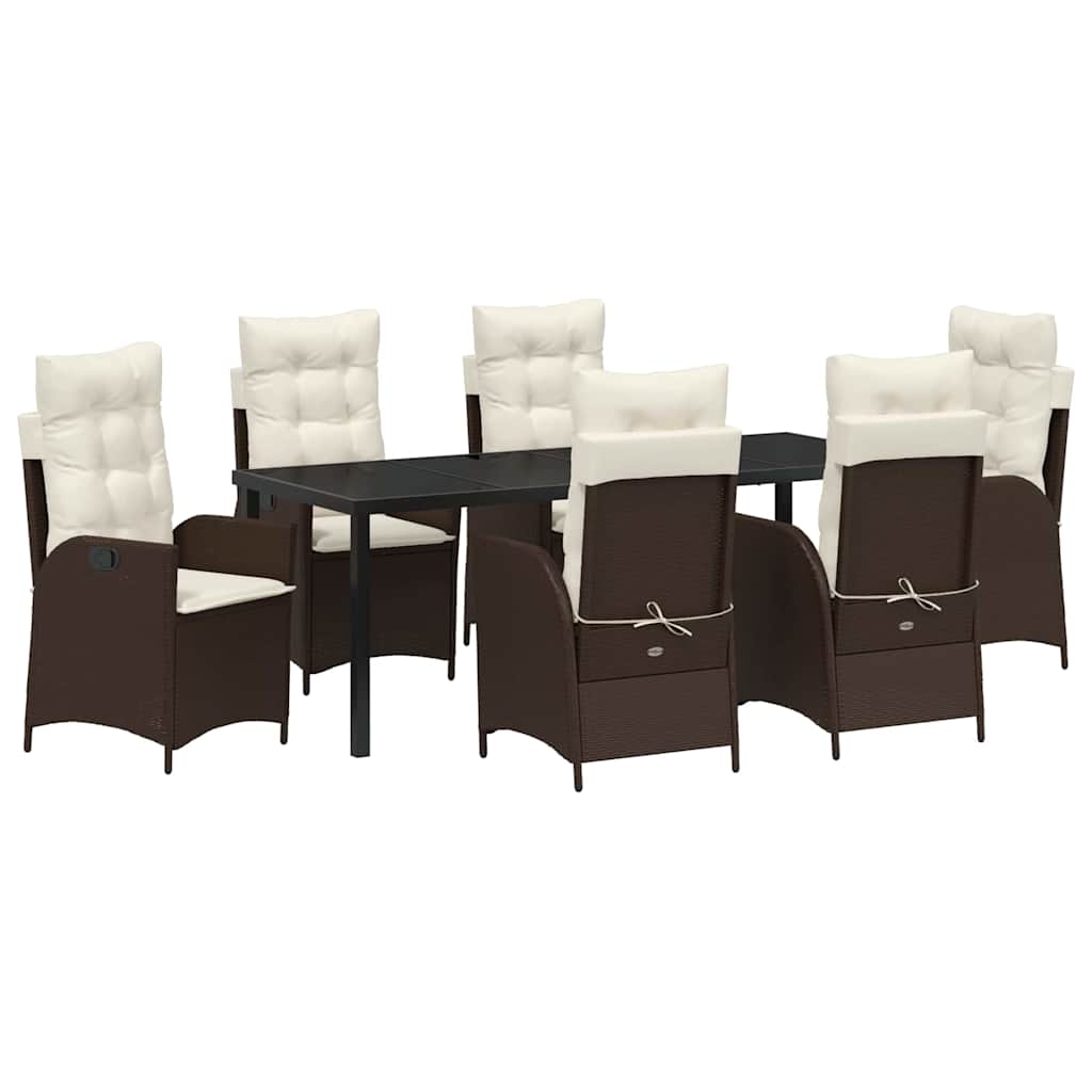 Ensemble de salle à manger pour jardin 7 pcs Marron polyrotin - XIOS