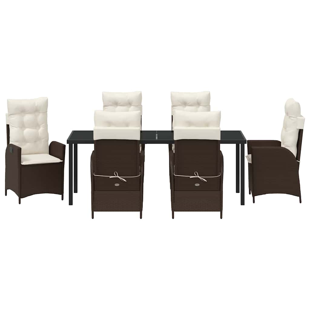 Ensemble de salle à manger pour jardin 7 pcs Marron polyrotin - XIOS