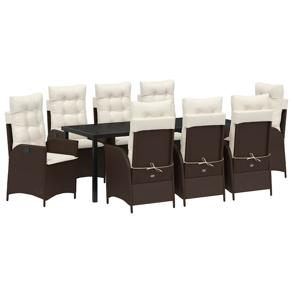 Ensemble de salle à manger pour jardin 9 pcs Marron polyrotin - XIOS