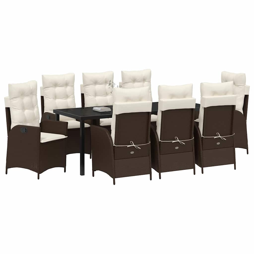 Ensemble de salle à manger pour jardin 9 pcs Marron polyrotin - XIOS