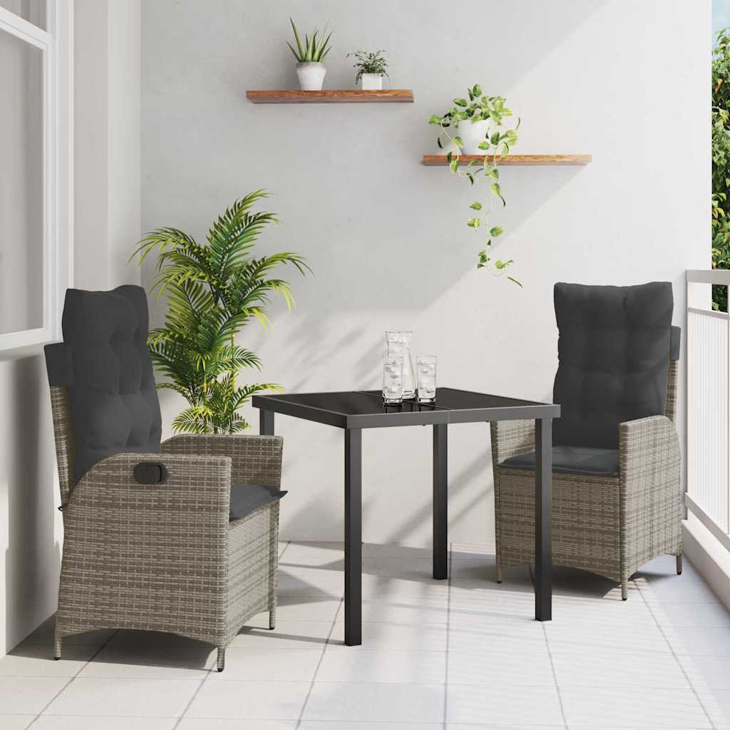 Ensemble de salle à manger pour jardin 3 pcs Gris polyrotin - XIOS