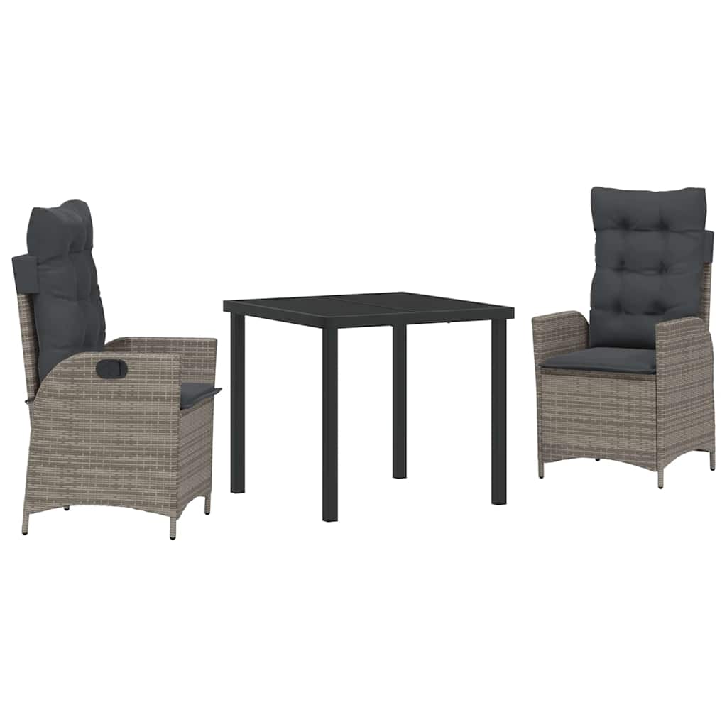 Ensemble de salle à manger pour jardin 3 pcs Gris polyrotin - XIOS