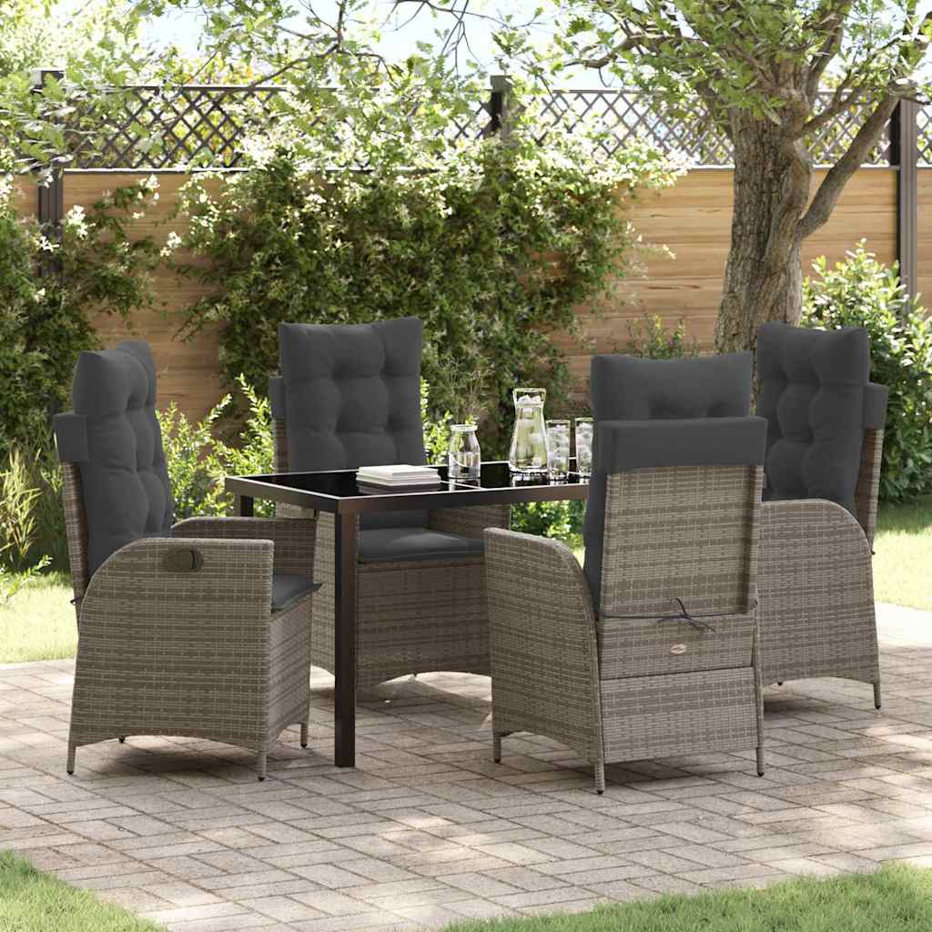 Ensemble de salle à manger pour jardin 5 pcs Gris polyrotin - XIOS