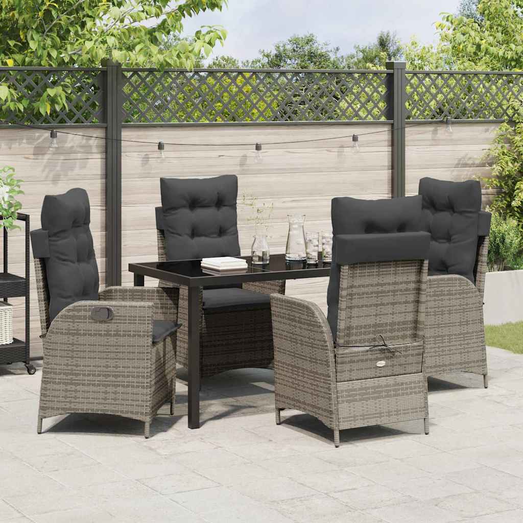 Ensemble de salle à manger pour jardin 5 pcs Gris polyrotin - XIOS