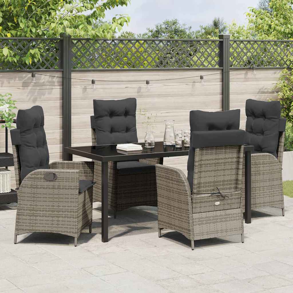 Ensemble de salle à manger pour jardin 5 pcs Gris polyrotin - XIOS