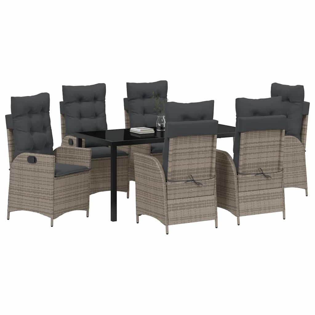 Ensemble de salle à manger pour jardin 7 pcs Gris polyrotin - XIOS