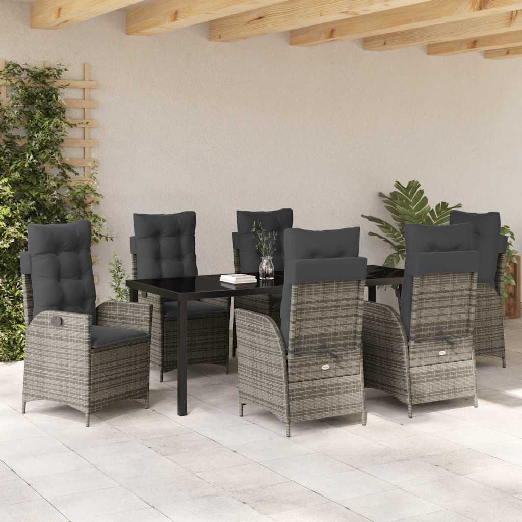 Ensemble de salle à manger pour jardin 7 pcs Gris polyrotin - XIOS