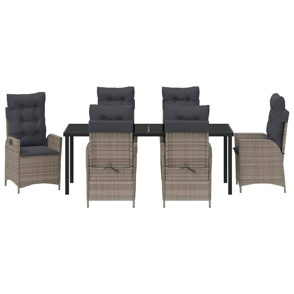 Ensemble de salle à manger pour jardin 7 pcs Gris polyrotin - XIOS