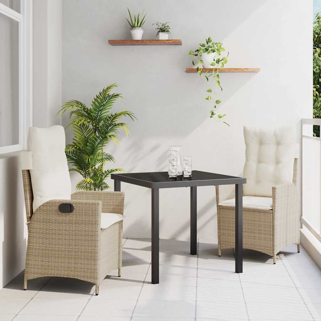 Ensemble de salle à manger pour jardin 3 pcs Beige polyrotin - XIOS