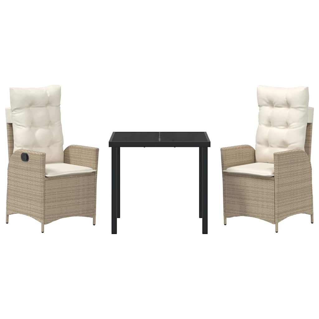 Ensemble de salle à manger pour jardin 3 pcs Beige polyrotin - XIOS