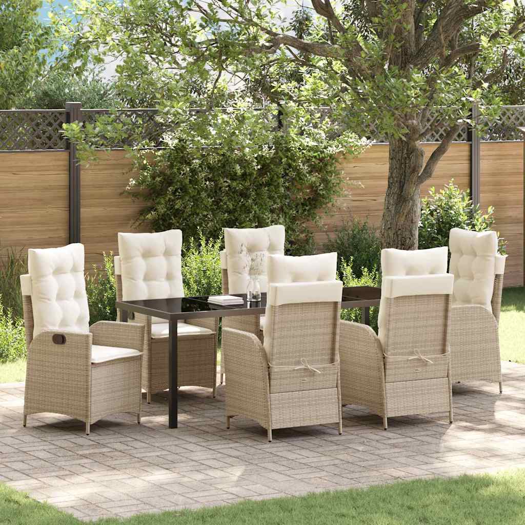 Ensemble de salle à manger pour jardin 7 pcs Beige polyrotin - XIOS