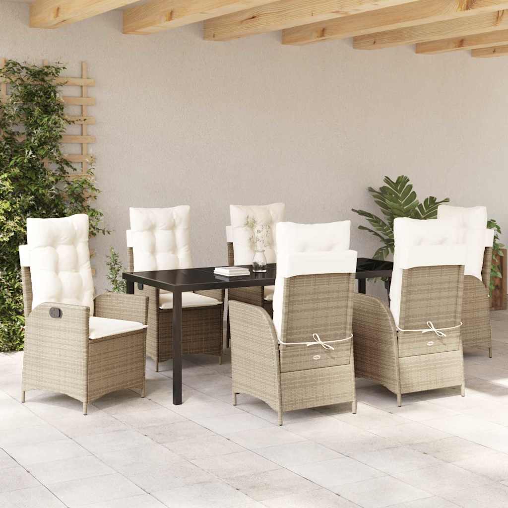 Ensemble de salle à manger pour jardin 7 pcs Beige polyrotin - XIOS