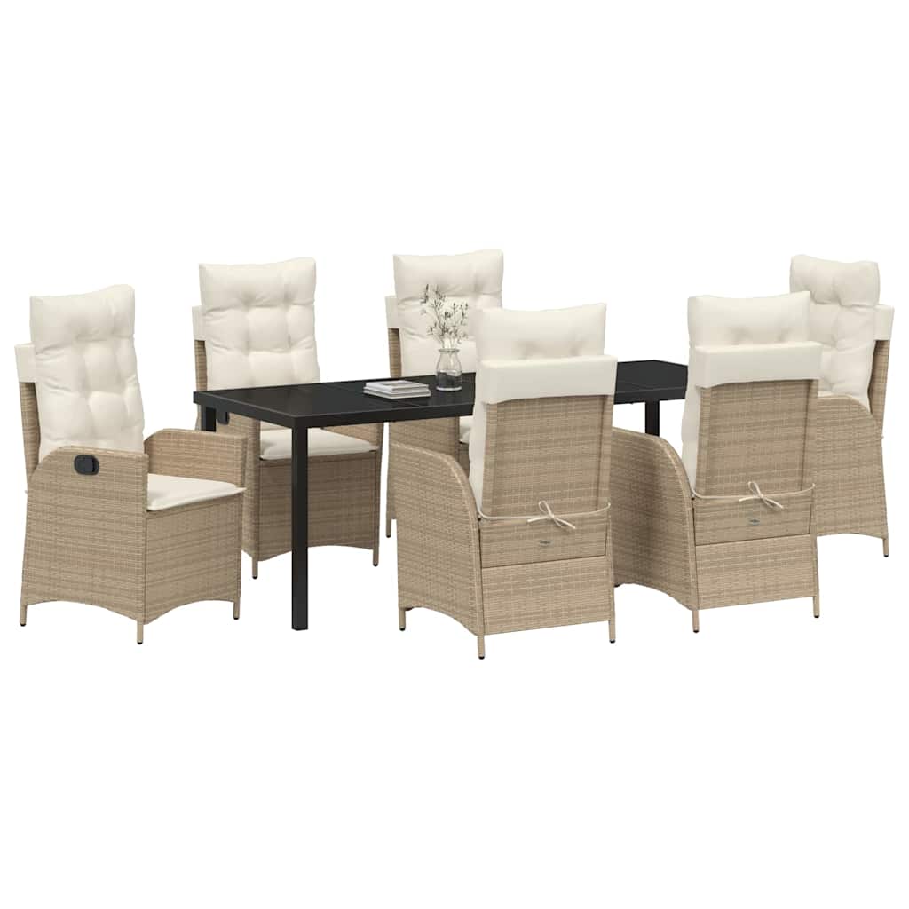 Ensemble de salle à manger pour jardin 7 pcs Beige polyrotin - XIOS