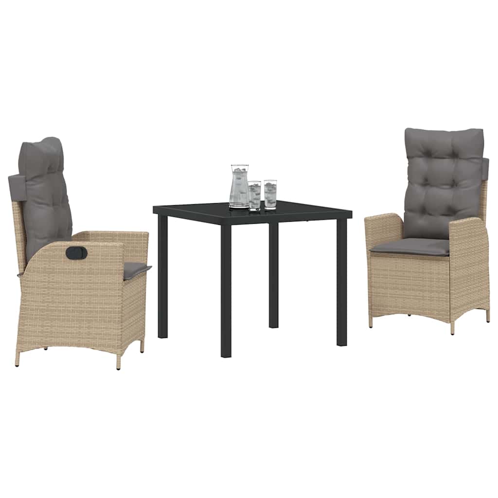 Ensemble de salle à manger pour jardin 3 pcs Beige polyrotin - XIOS