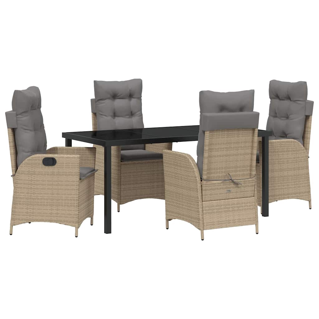 Ensemble de salle à manger pour jardin 5 pcs Beige polyrotin - XIOS
