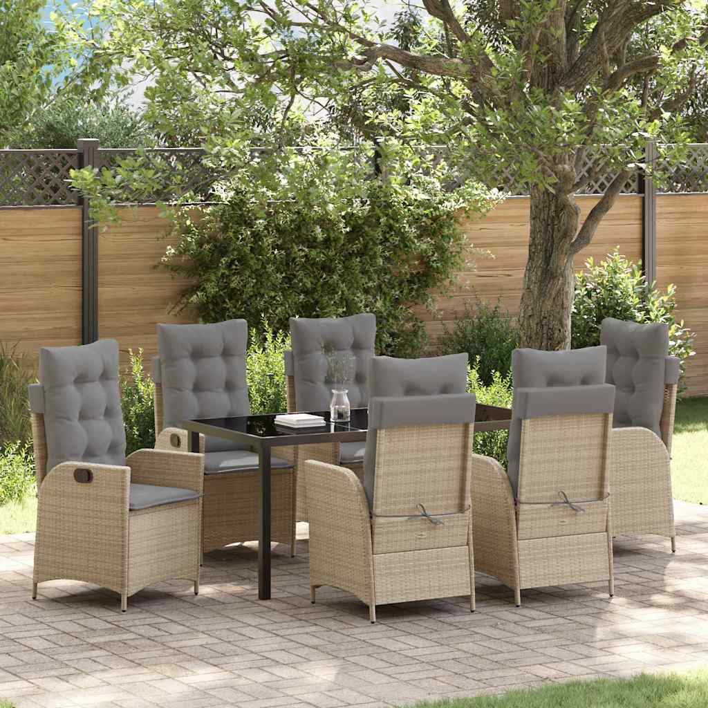 Ensemble de salle à manger pour jardin 7 pcs Beige polyrotin - XIOS