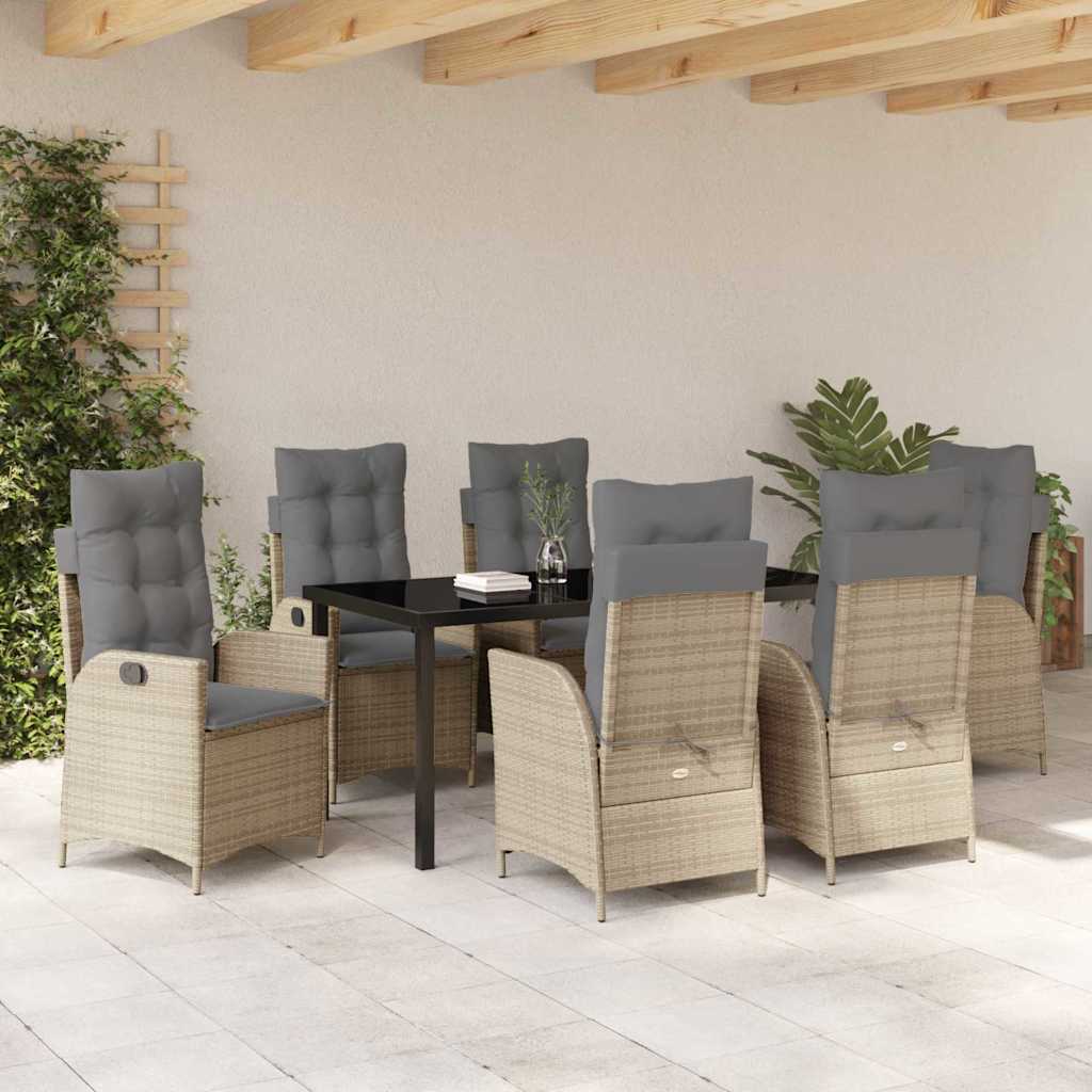 Ensemble de salle à manger pour jardin 7 pcs Beige polyrotin - XIOS