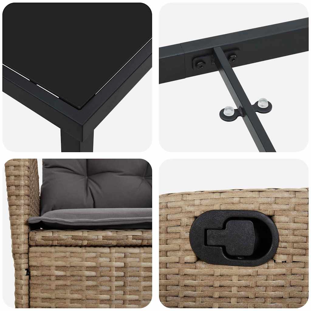 Ensemble de salle à manger pour jardin 7 pcs Beige polyrotin - XIOS