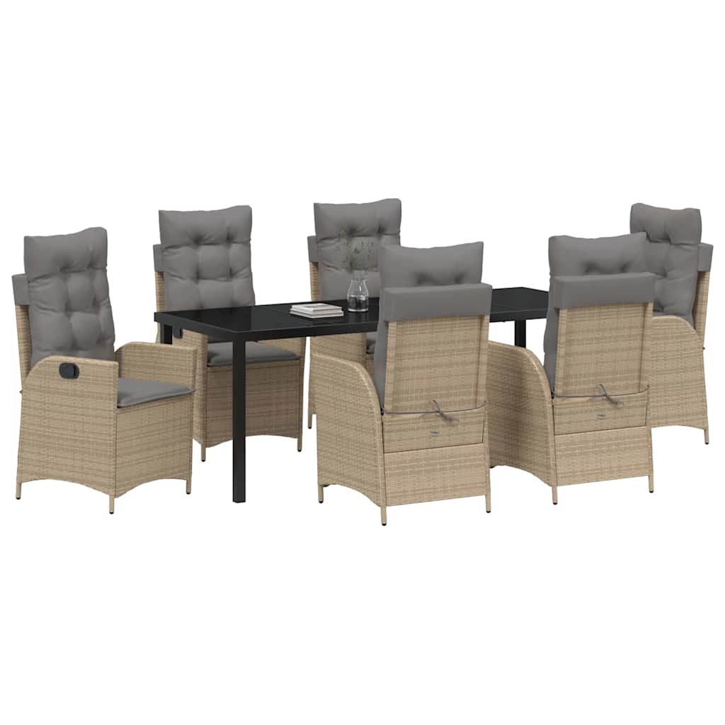 Ensemble de salle à manger pour jardin 7 pcs Beige polyrotin - XIOS