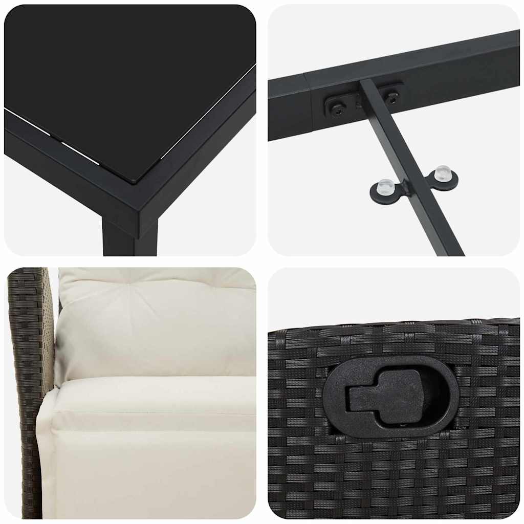 Ensemble de salle à manger pour jardin 3 pcs Noir polyrotin - XIOS