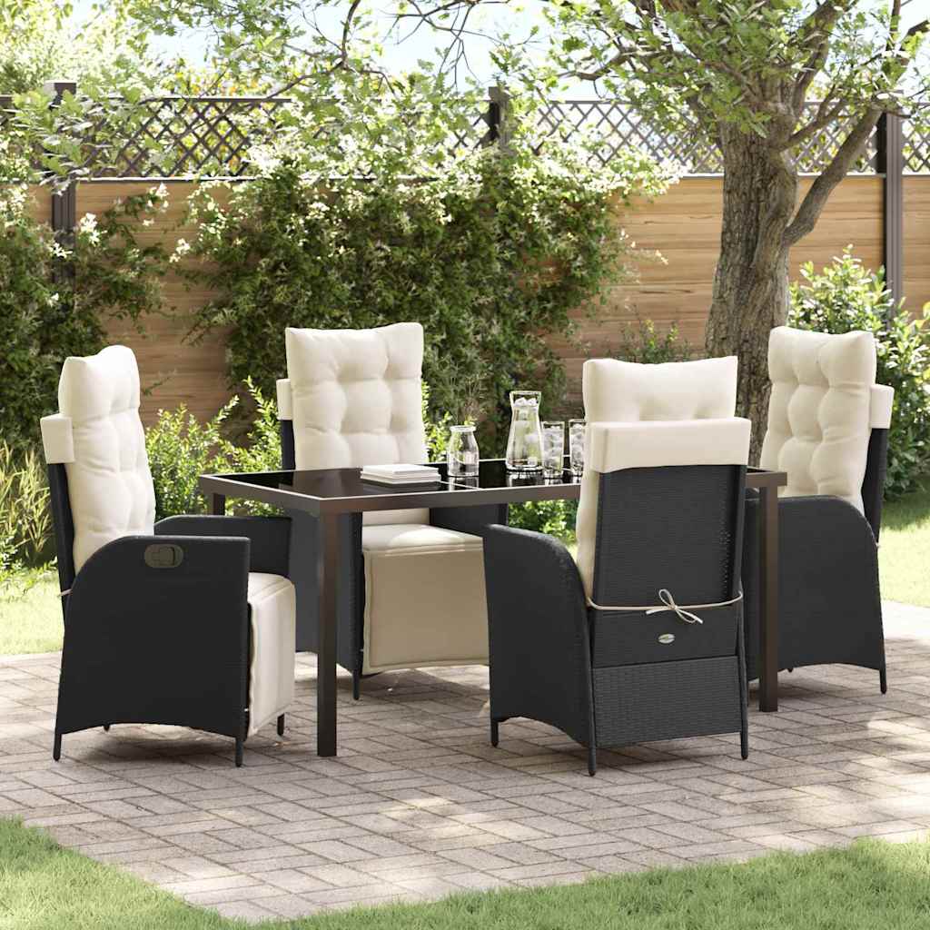 Ensemble de salle à manger pour jardin 5 pcs Noir polyrotin - XIOS