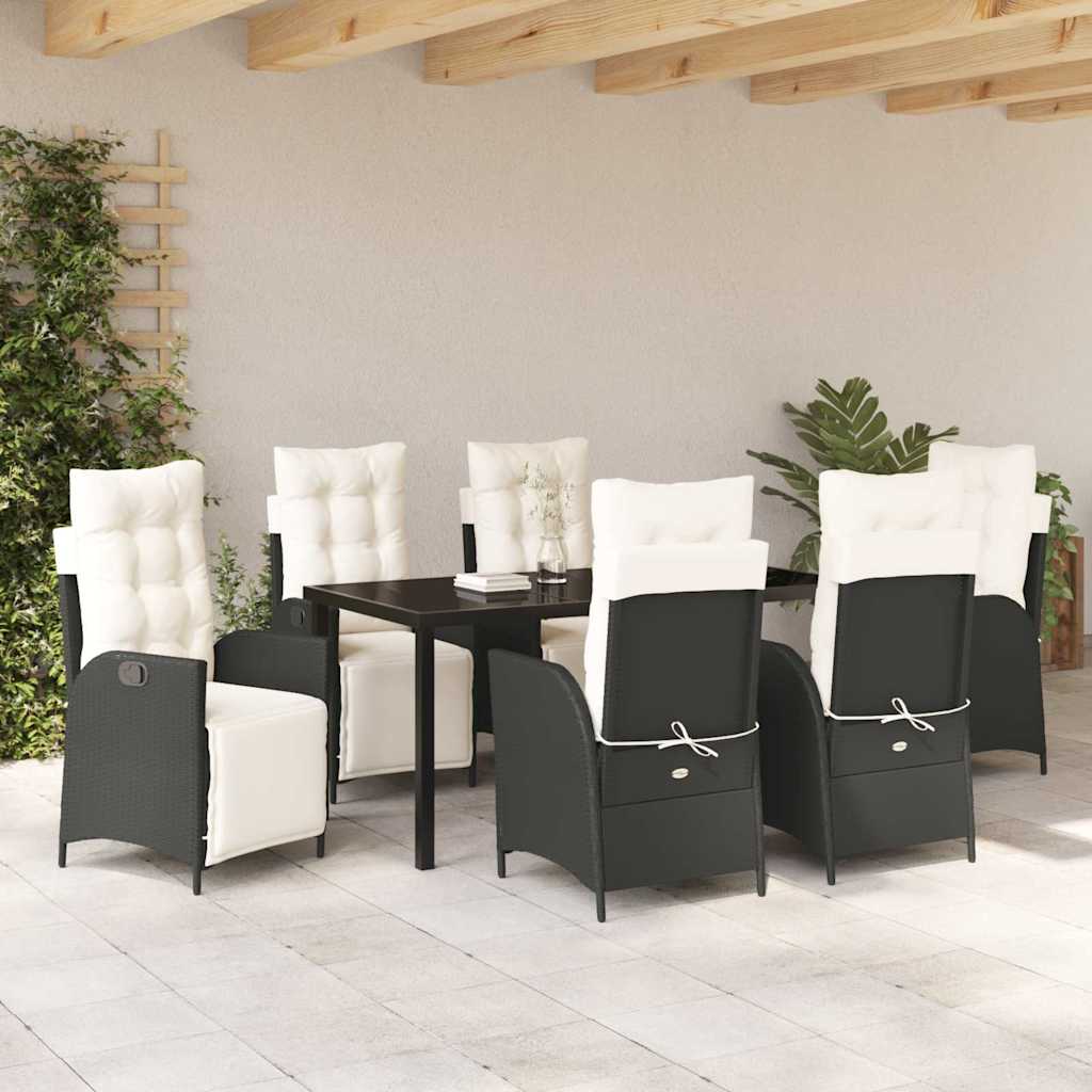 Ensemble de salle à manger pour jardin 7 pcs Noir polyrotin - XIOS