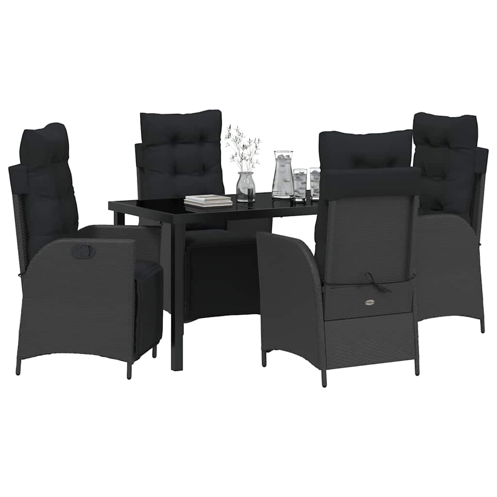 Ensemble de salle à manger pour jardin 5 pcs Noir polyrotin - XIOS