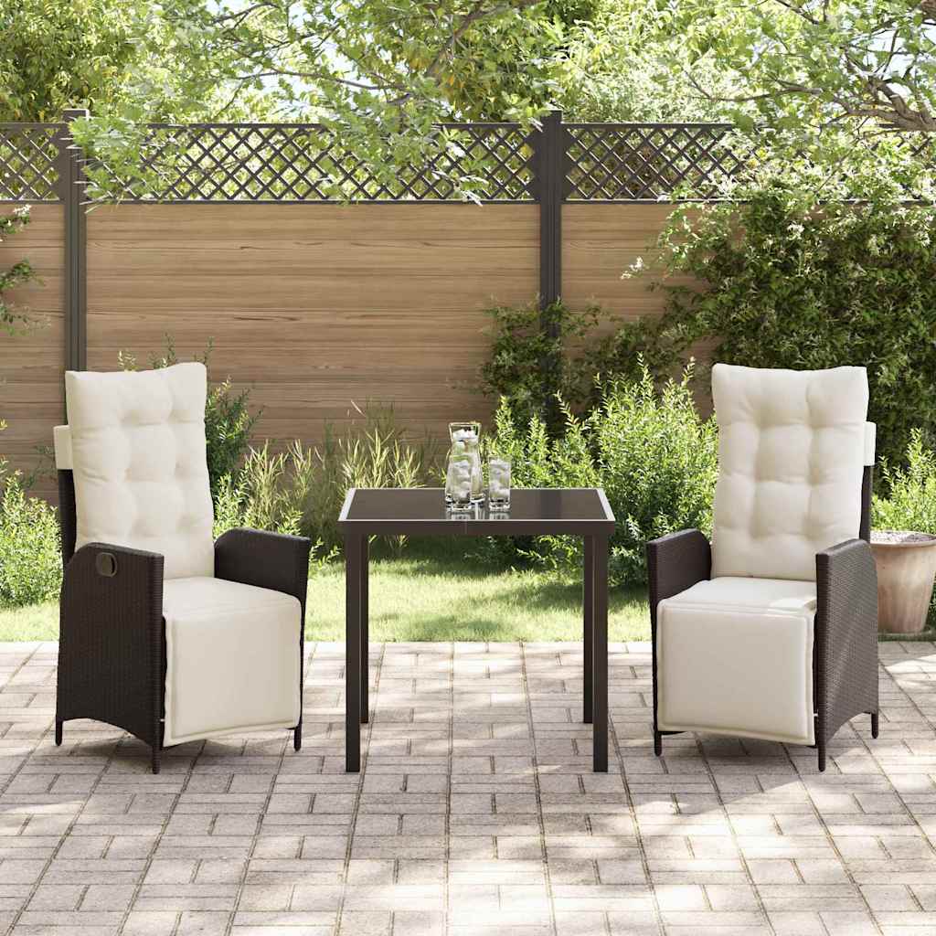 Ensemble de salle à manger pour jardin 3 pcs Marron polyrotin - XIOS