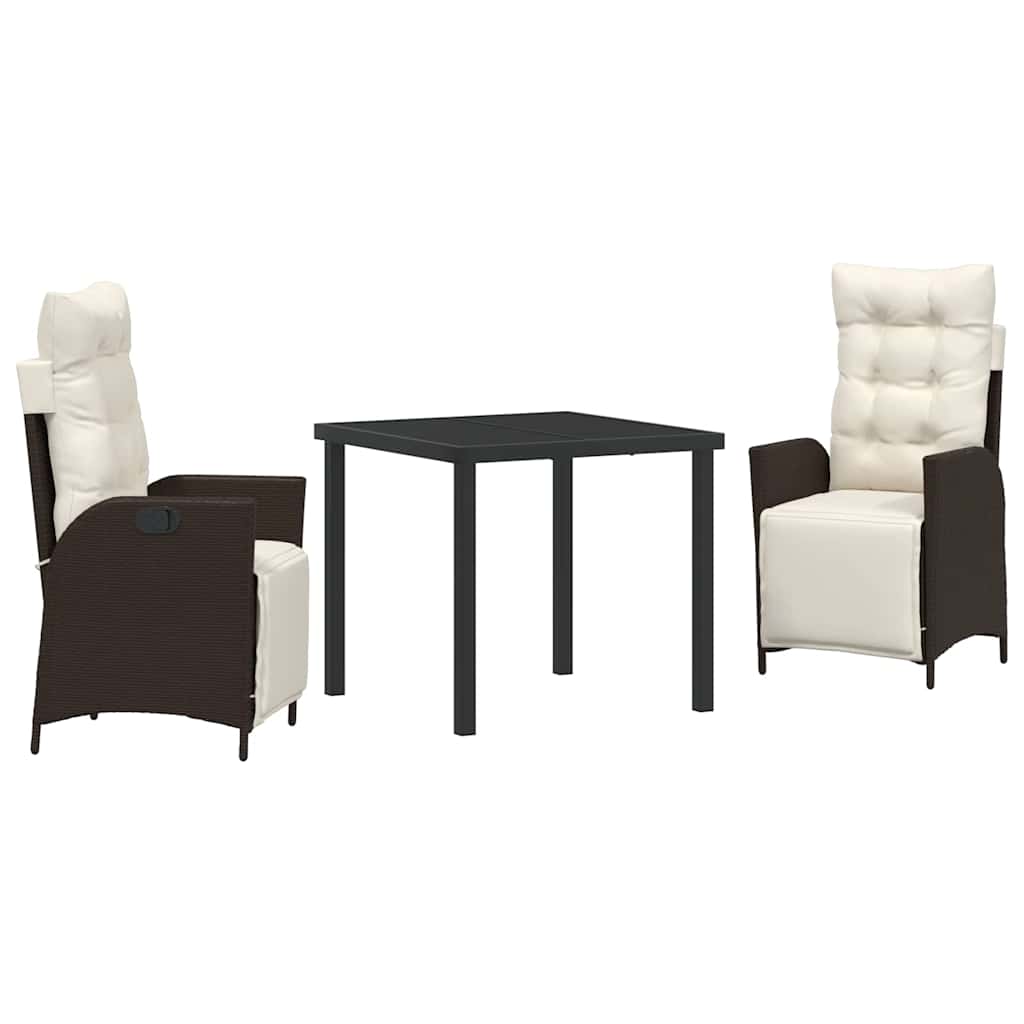 Ensemble de salle à manger pour jardin 3 pcs Marron polyrotin - XIOS