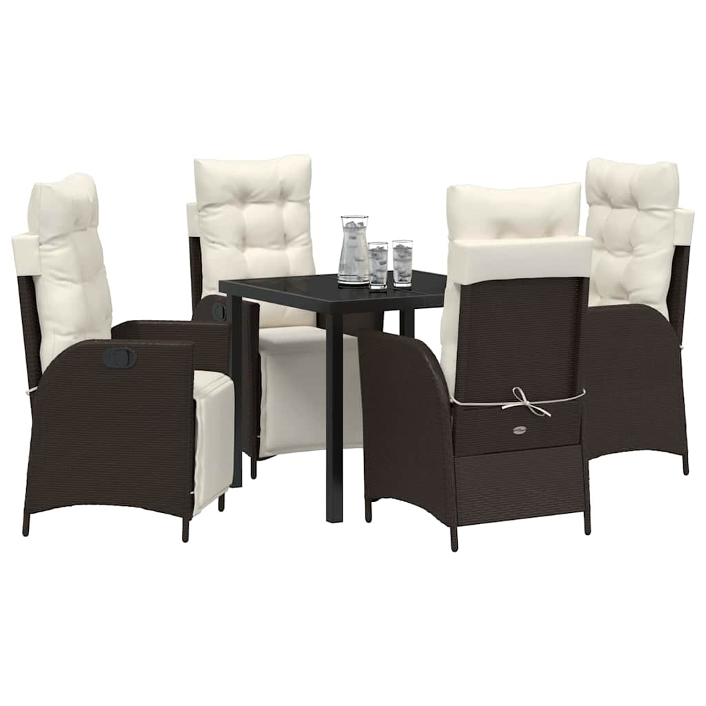 Ensemble de salle à manger pour jardin 5 pcs Marron polyrotin - XIOS