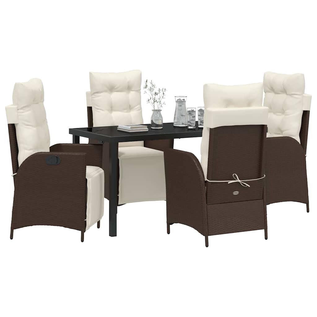 Ensemble de salle à manger pour jardin 5 pcs Marron polyrotin - XIOS