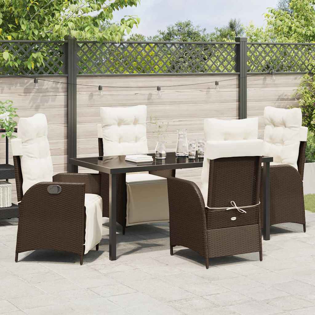 Ensemble de salle à manger pour jardin 5 pcs Marron polyrotin - XIOS