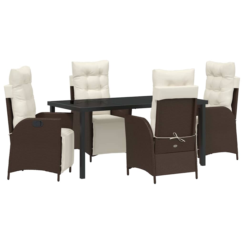 Ensemble de salle à manger pour jardin 5 pcs Marron polyrotin - XIOS