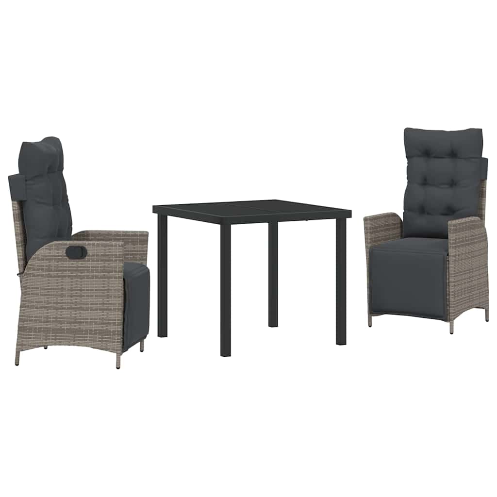 Ensemble de salle à manger pour jardin 3 pcs Gris polyrotin - XIOS
