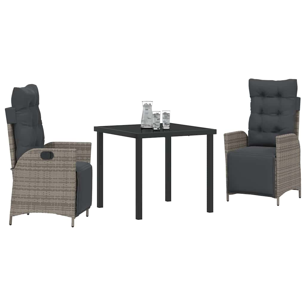 Ensemble de salle à manger pour jardin 3 pcs Gris polyrotin - XIOS