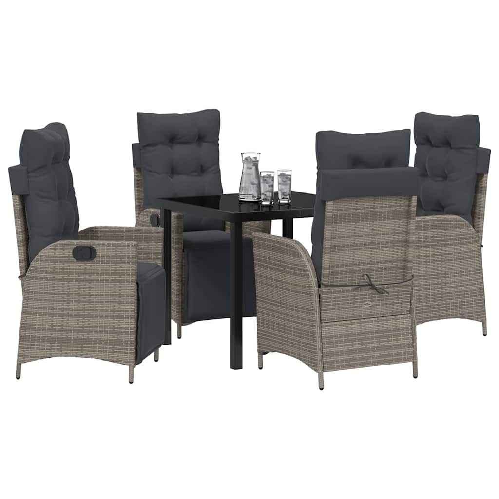 Ensemble de salle à manger pour jardin 5 pcs Gris polyrotin - XIOS