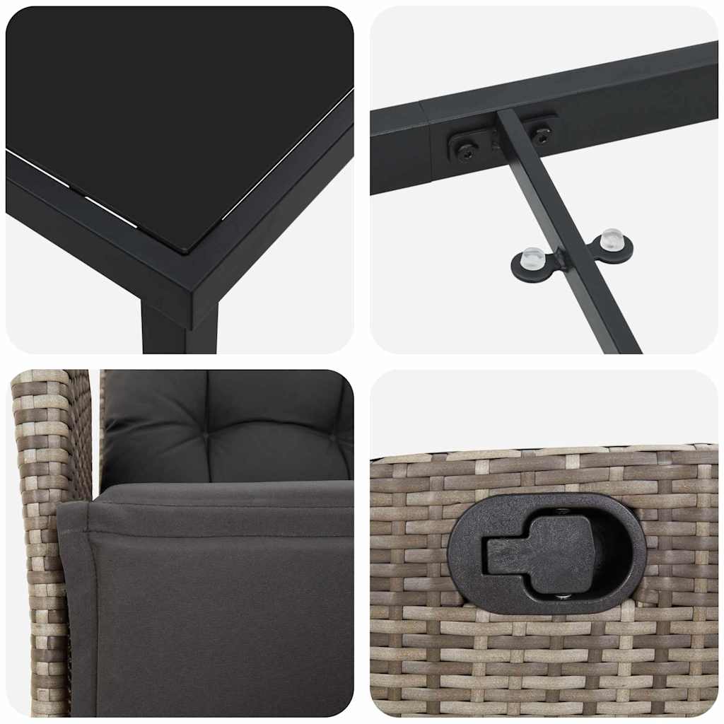 Ensemble de salle à manger pour jardin 5 pcs Gris polyrotin - XIOS