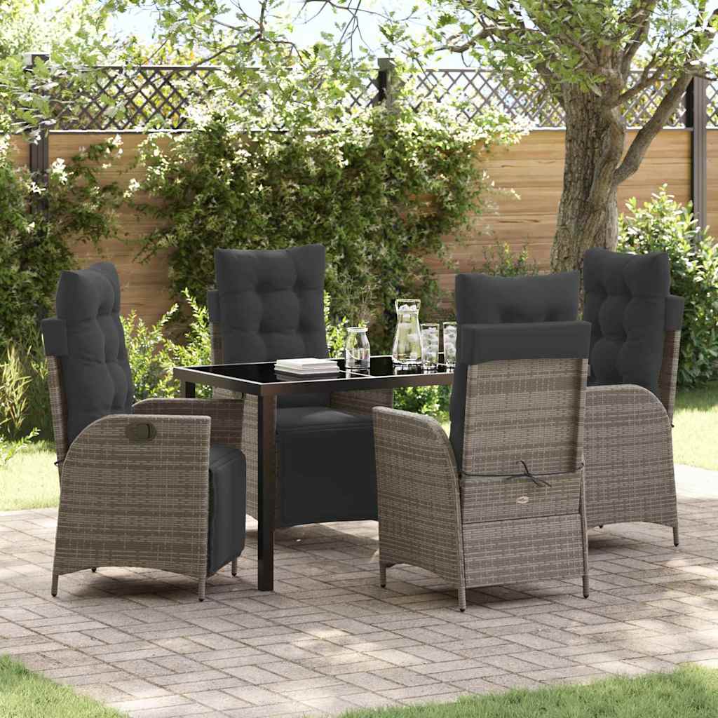 Ensemble de salle à manger pour jardin 5 pcs Gris polyrotin - XIOS