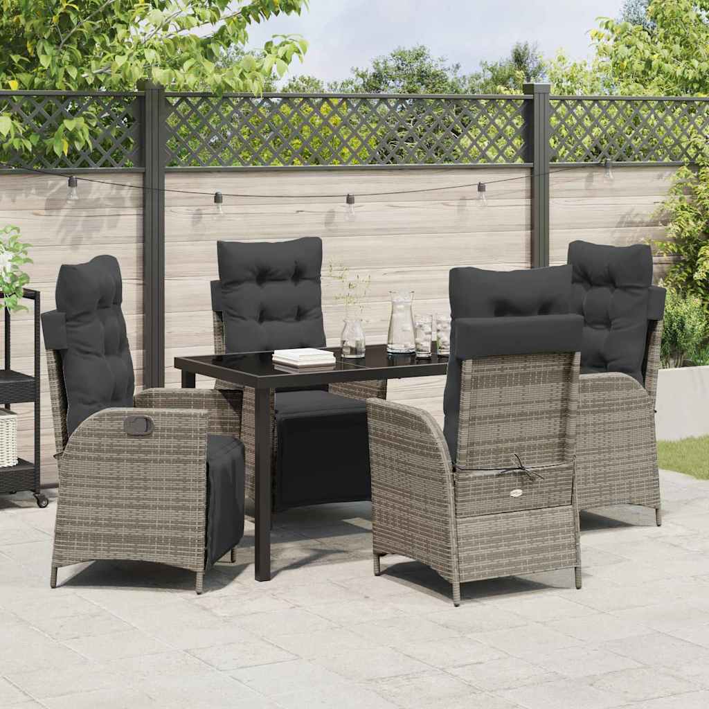 Ensemble de salle à manger pour jardin 5 pcs Gris polyrotin - XIOS