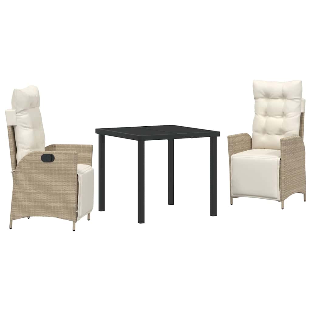 Ensemble de salle à manger pour jardin 3 pcs Beige polyrotin - XIOS