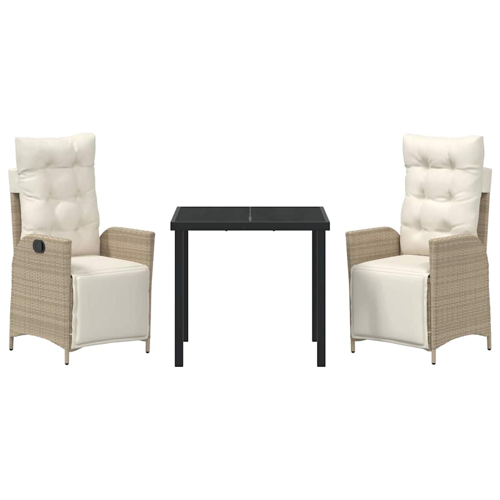 Ensemble de salle à manger pour jardin 3 pcs Beige polyrotin - XIOS