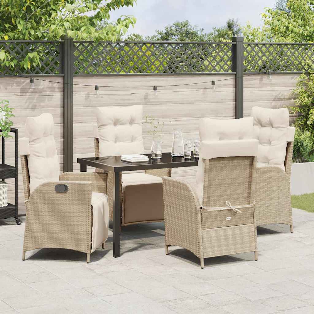 Ensemble de salle à manger pour jardin 5 pcs Beige polyrotin - XIOS