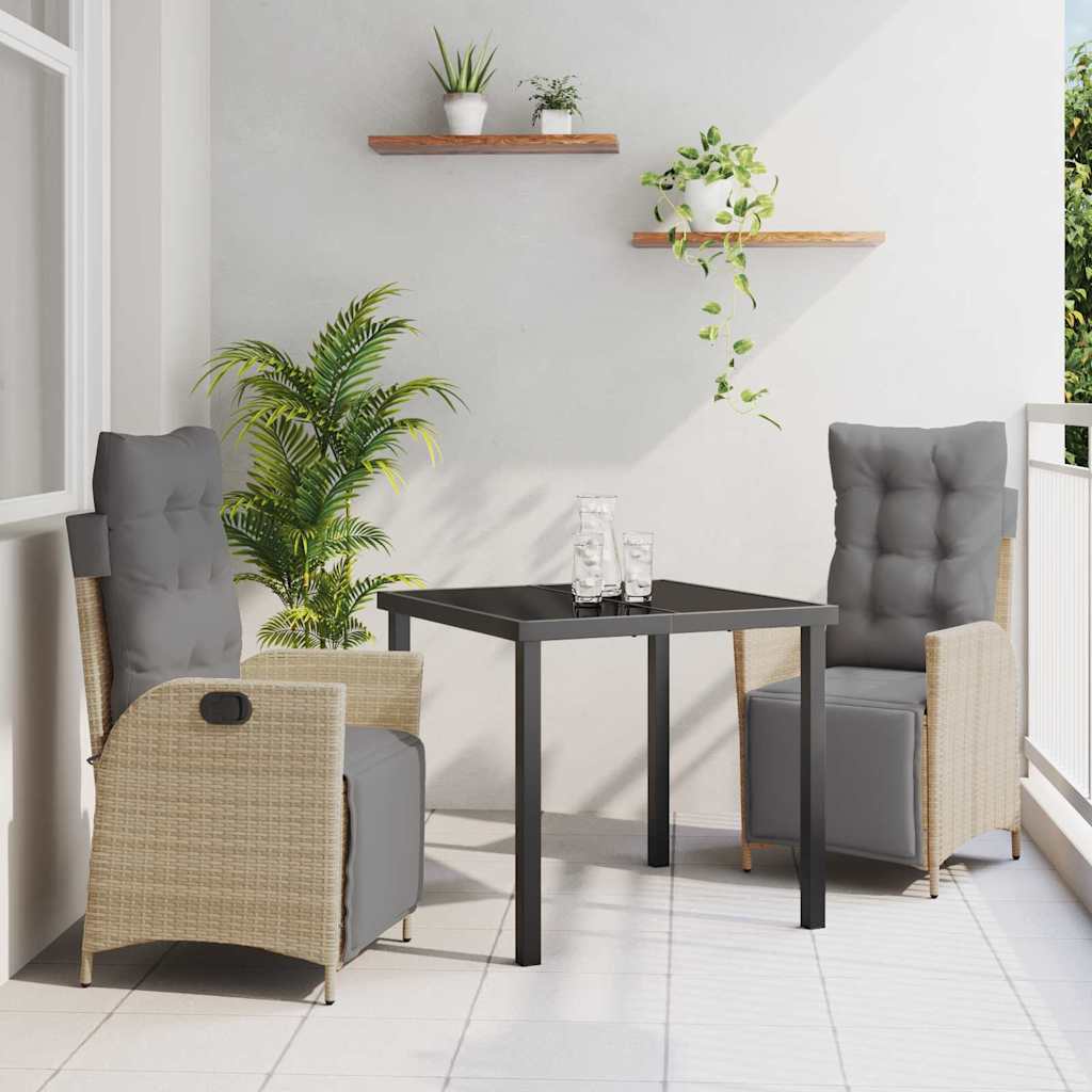 Ensemble de salle à manger pour jardin 3 pcs Beige polyrotin - XIOS