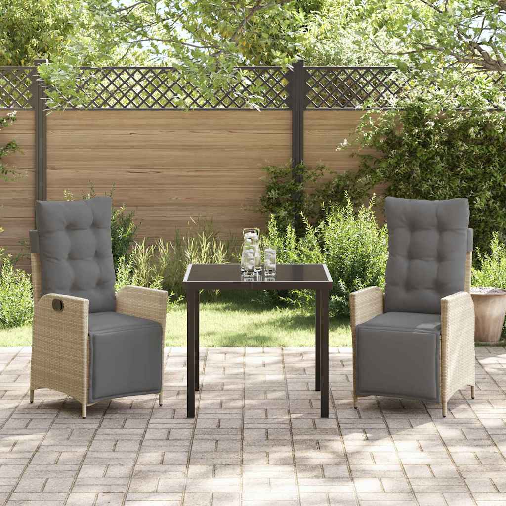 Ensemble de salle à manger pour jardin 3 pcs Beige polyrotin - XIOS
